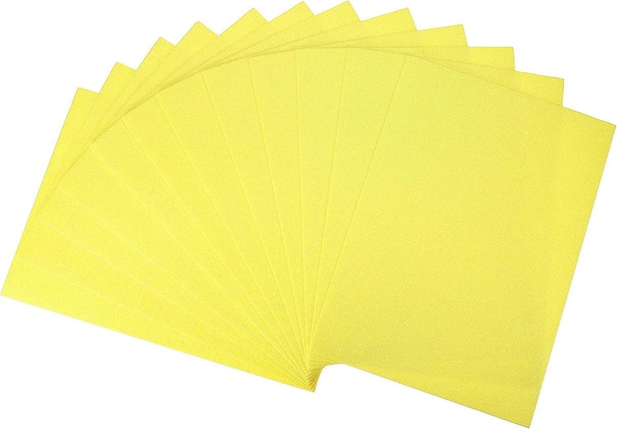 LinkMejor Light Yellow Shiny EVA Foam Sheets 12 x 8 Inch 2mm Thick for Crafts DIY Projects 12 Pcs