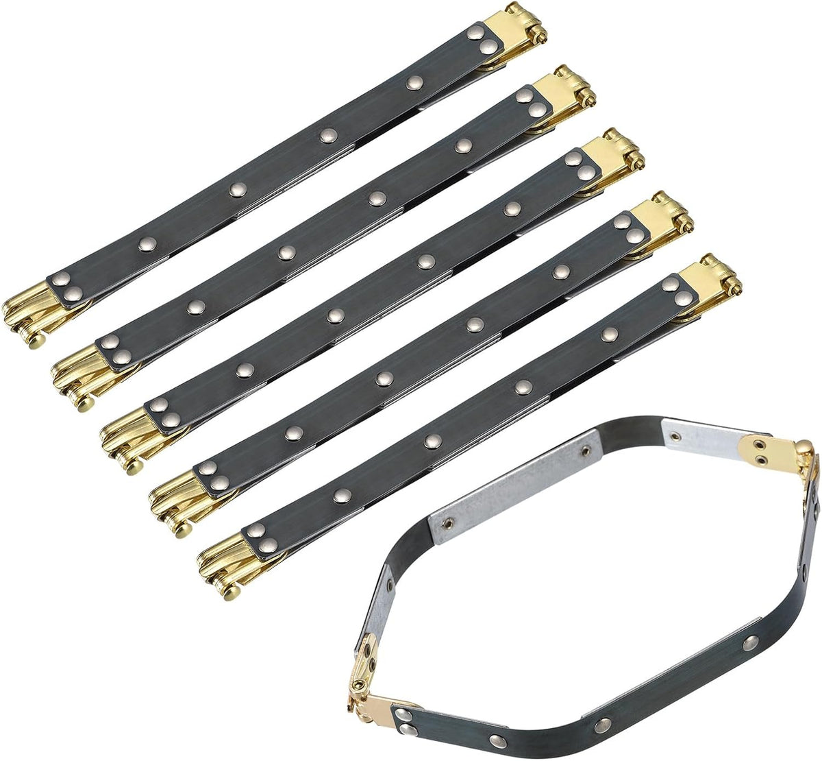 Metal Internal Flex Frames, 6Pcs 7.87"x0.55" Hexagon Lock Frame Kiss Lock Clasp Bag Frame Hardware Replacements for DIY Purse Handle Bag Making Sewing Craft Carpet