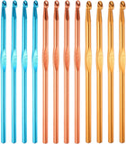 LinkMejor 12Pcs Aluminum Crochet Hook 5mm 5.5mm 6mm US Size 8 9 10 Knitting Needles for DIY Craft Yarn Blue Orange Gold