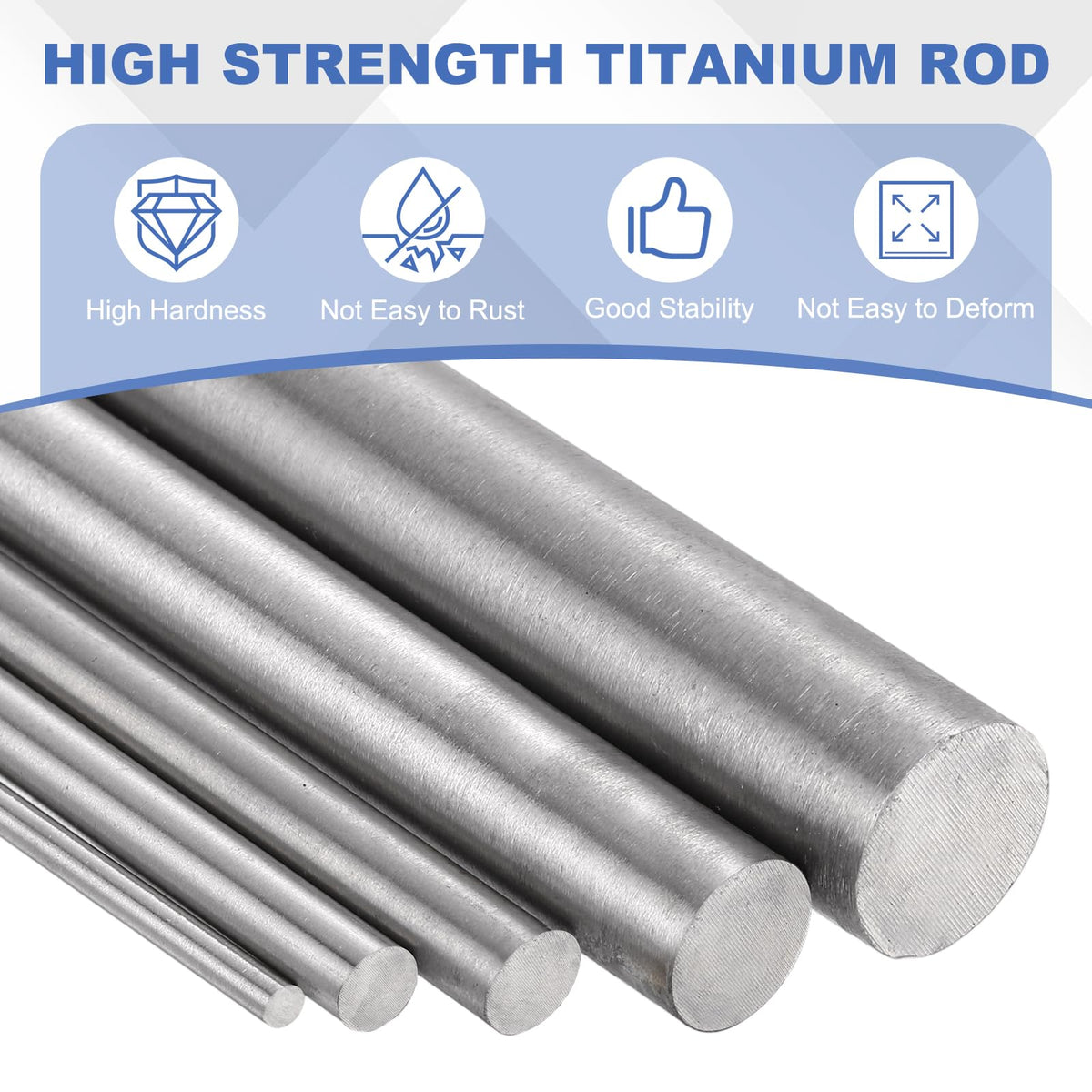 LinkMejor 8 Pcs Titanium Round Rod, 0.06" Dia(1.5mm) 8" Length GR5 Metal Solid TC4 Titanium Round Bar Rod Stock for Model Plane Cars Ship DIY Craft