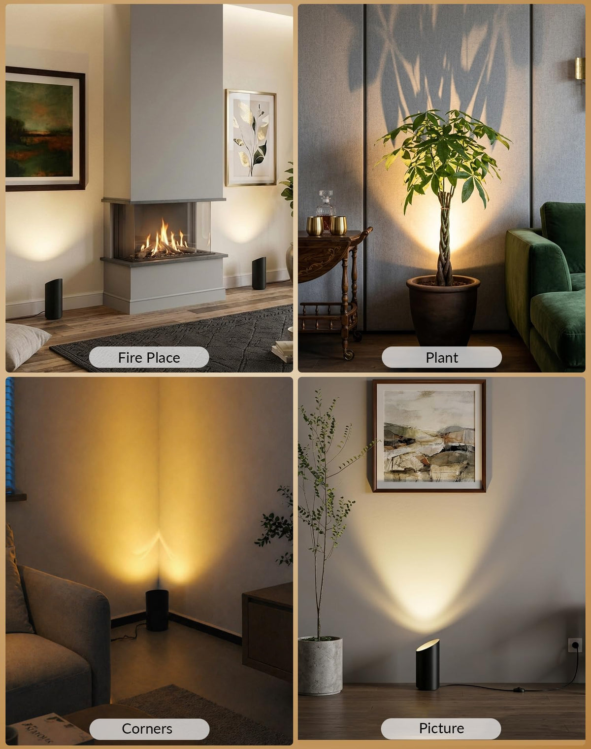 LinkMejor 2 Pack Uplights Indoor Floor Can Lights, 3CCT con Telecomando, Nero