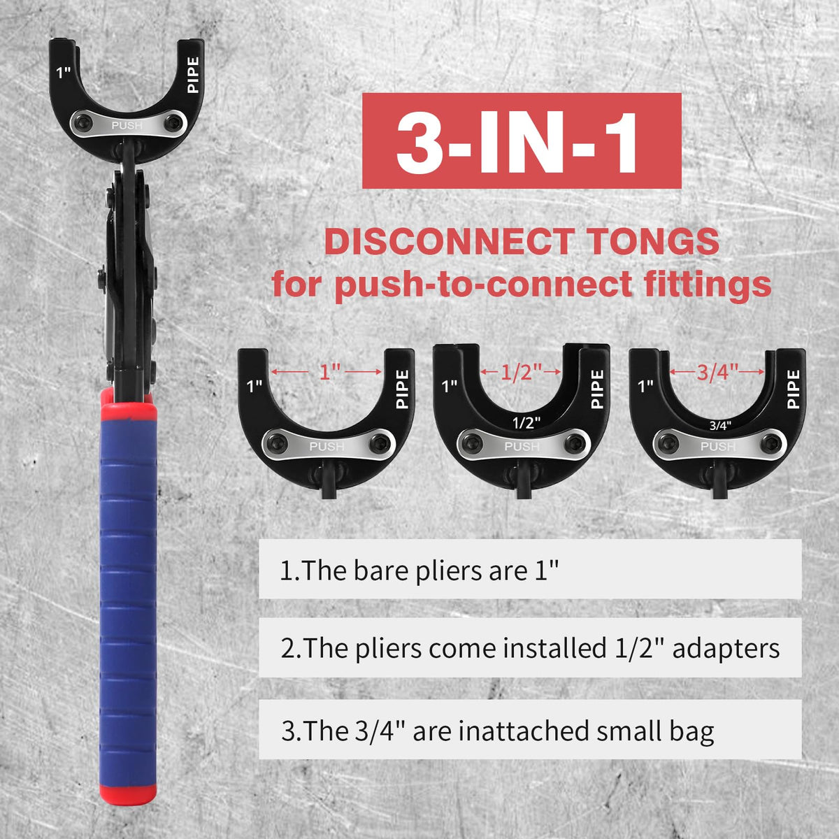 LinkMejor Odłącznik Rur Narzędzia Wymiary 1”, 3/4”, 1/2” Usuwanie dla Fittingu Rur