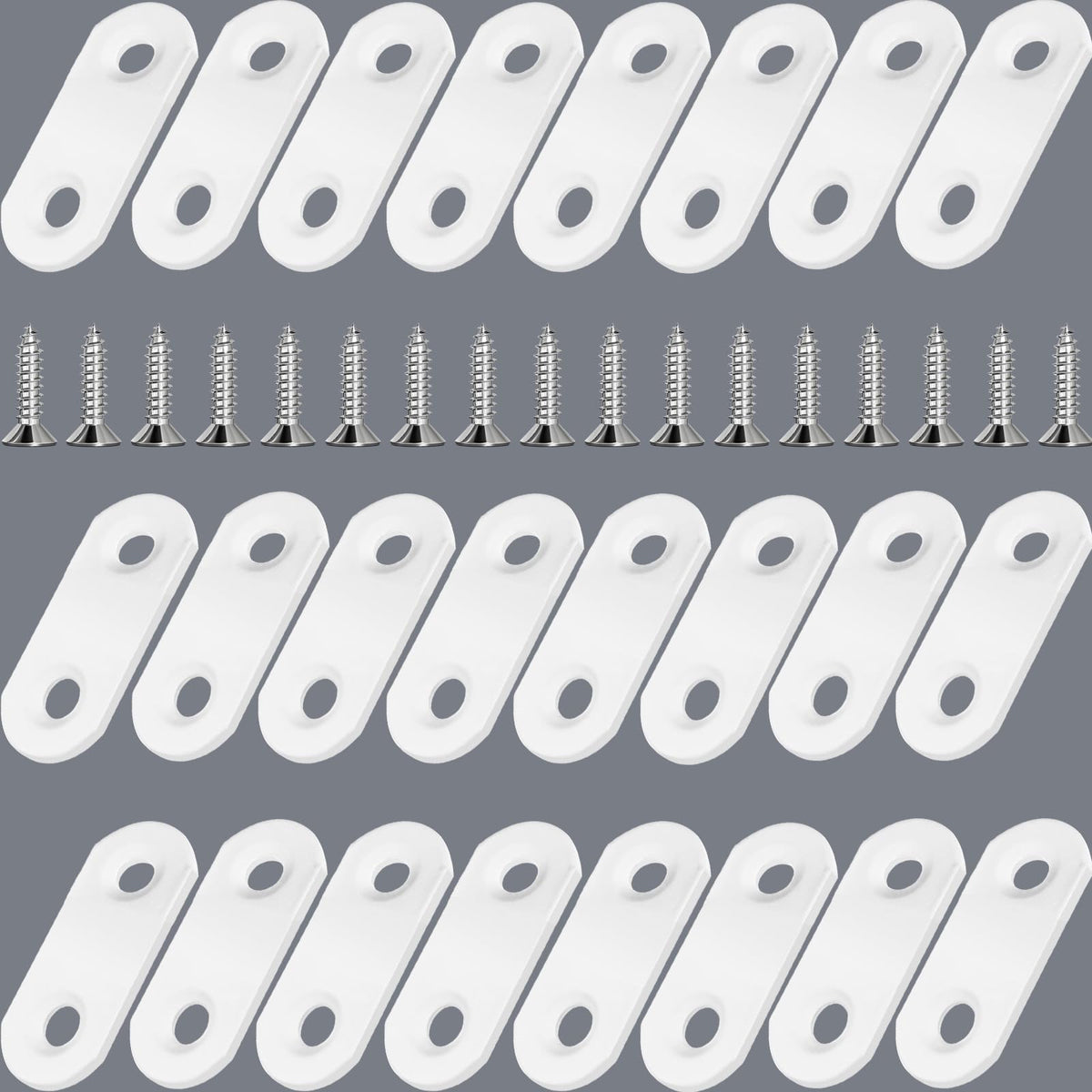 LinkMejor 24 Pack White Flat Brackets 1.42” x 0.63” Straight Brace