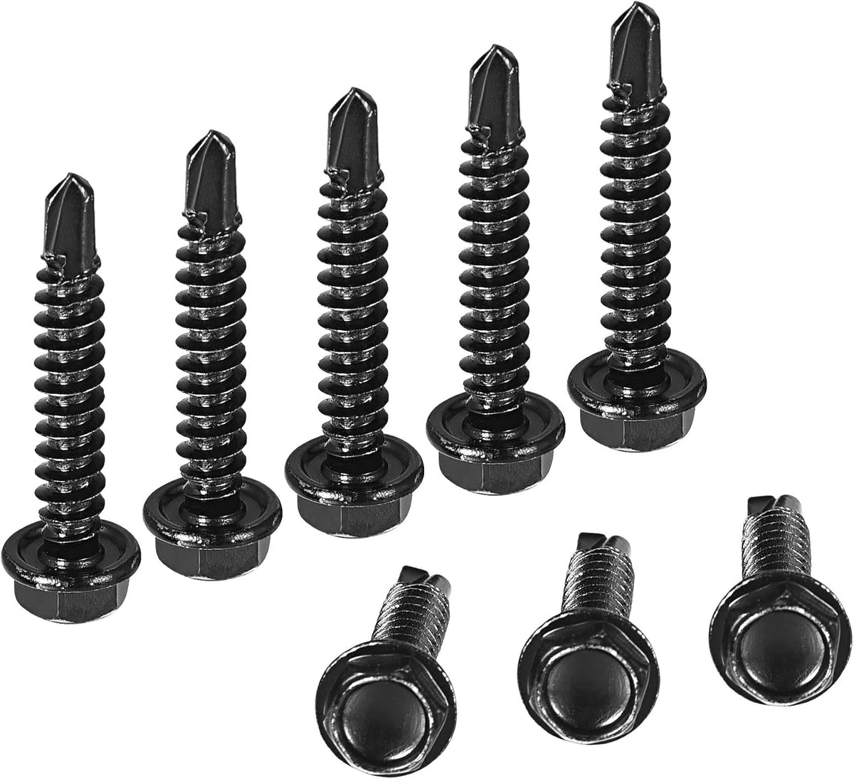 Hex Washer Self Drilling Screws, #8 x 1" 410 Stainless Steel Sheet Metal Screw 50pcs