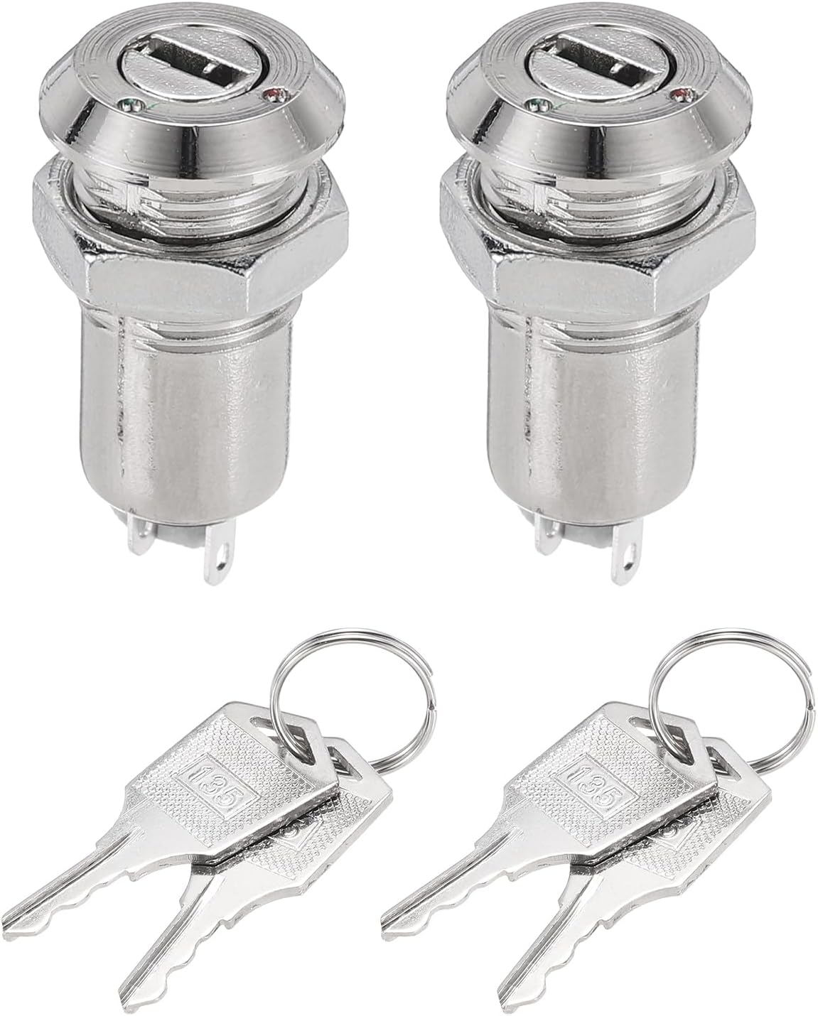 2Pcs 12mm 2 Positions on OFF Electric Key Lock Push Button Switch