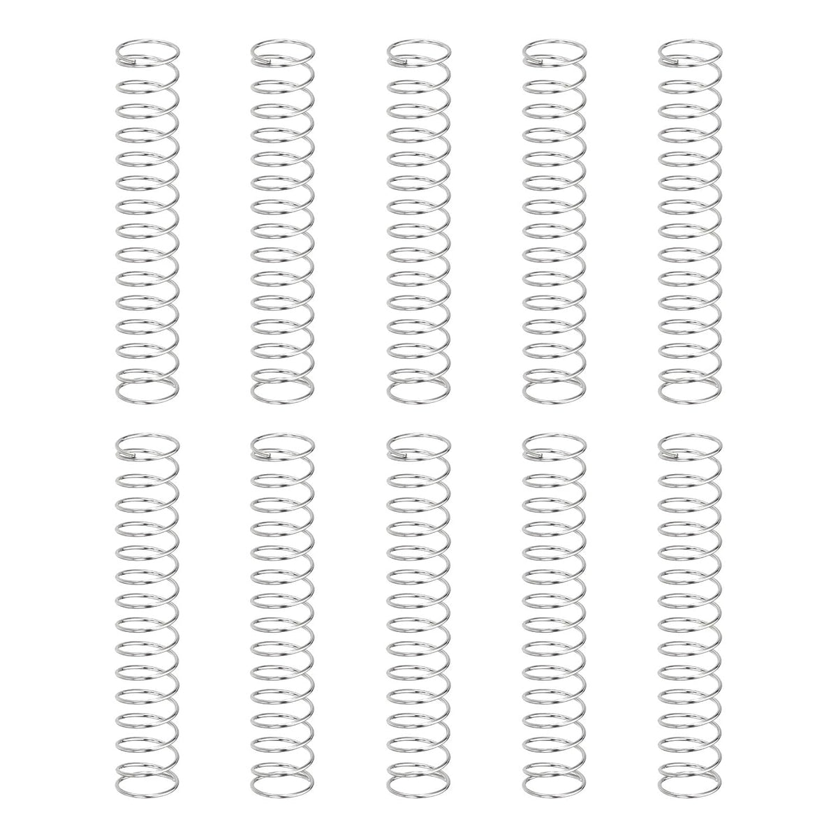 10Pcs Compression Springs, 0.4mm Wire Diameter x 6mm OD x 35mm Length 304 Stainless Steel Extension Spring Ballpoint Pen Pressure Springs for Shop Home Repairs, Silver