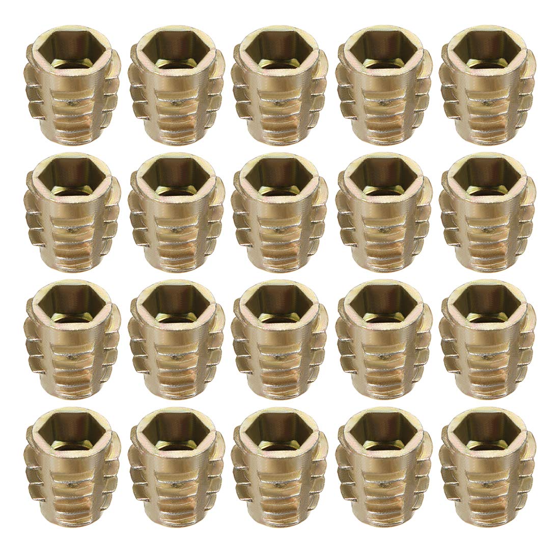 Furniture Threaded Insert Nuts Zinc Alloy Hex-Flush M8 Internal Threads 15mm Length 20pcs