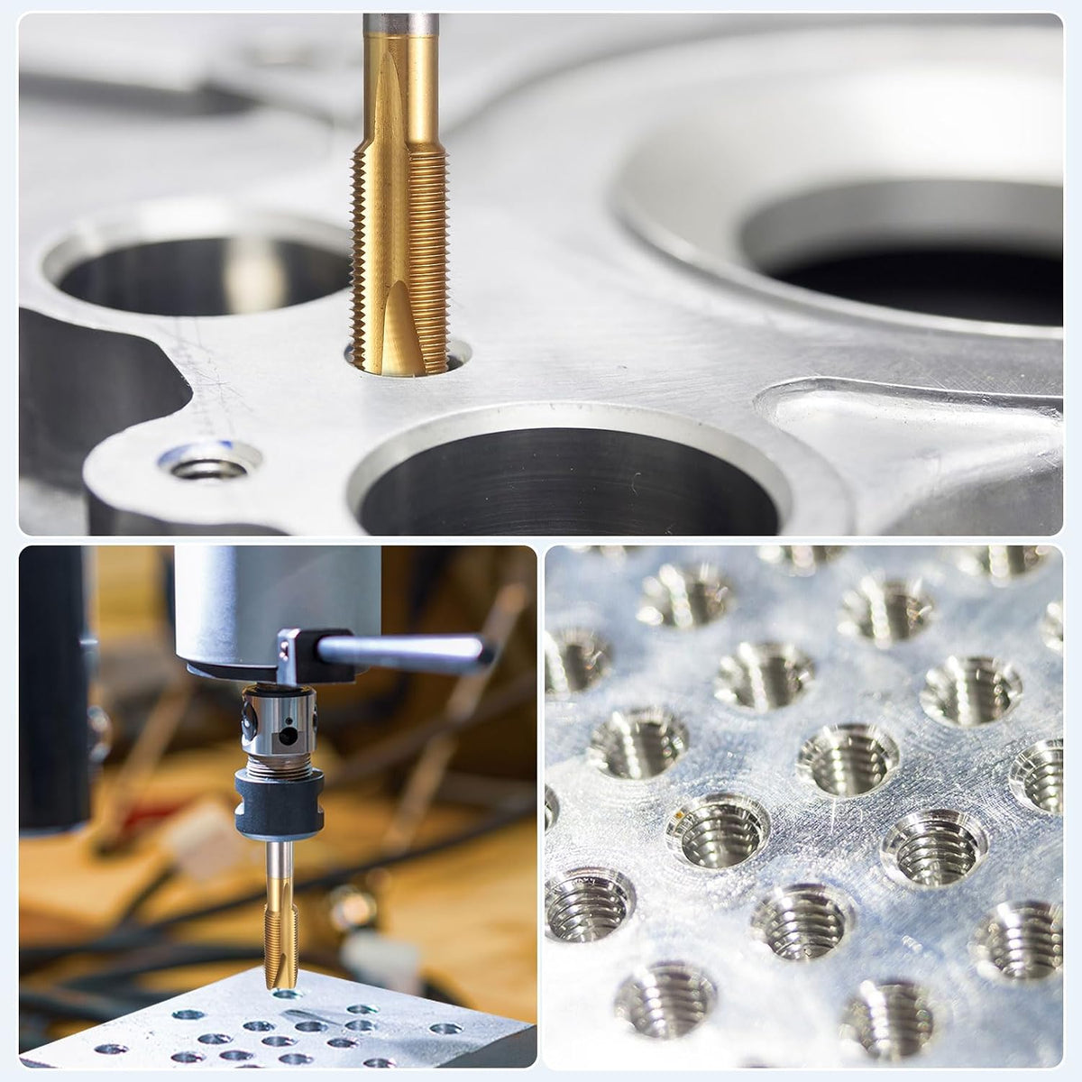 2pcs Toupie à Point Spirale, Vis Filetée M10 x 1.25 Titan Recouvert, Outil de Tournage et Tissage pour Machine à Fraiser, Acier à Haute Vitesse 6542 (HSS 6542)