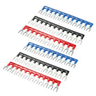 6PCS Fork Type 600V 25A 5mm Pitch 12 Position PCB Terminal Strip Jumper Block Red/Black/Blue