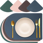 Mantos Protetores de Mesa Conjunto de 4, Couro PU Duplo Lado Formato de Pão, Manteletes Resistentes ao Calor, à Água, à Mancha e à Graxa para Mesa de Cozinha (Cores Misturadas)