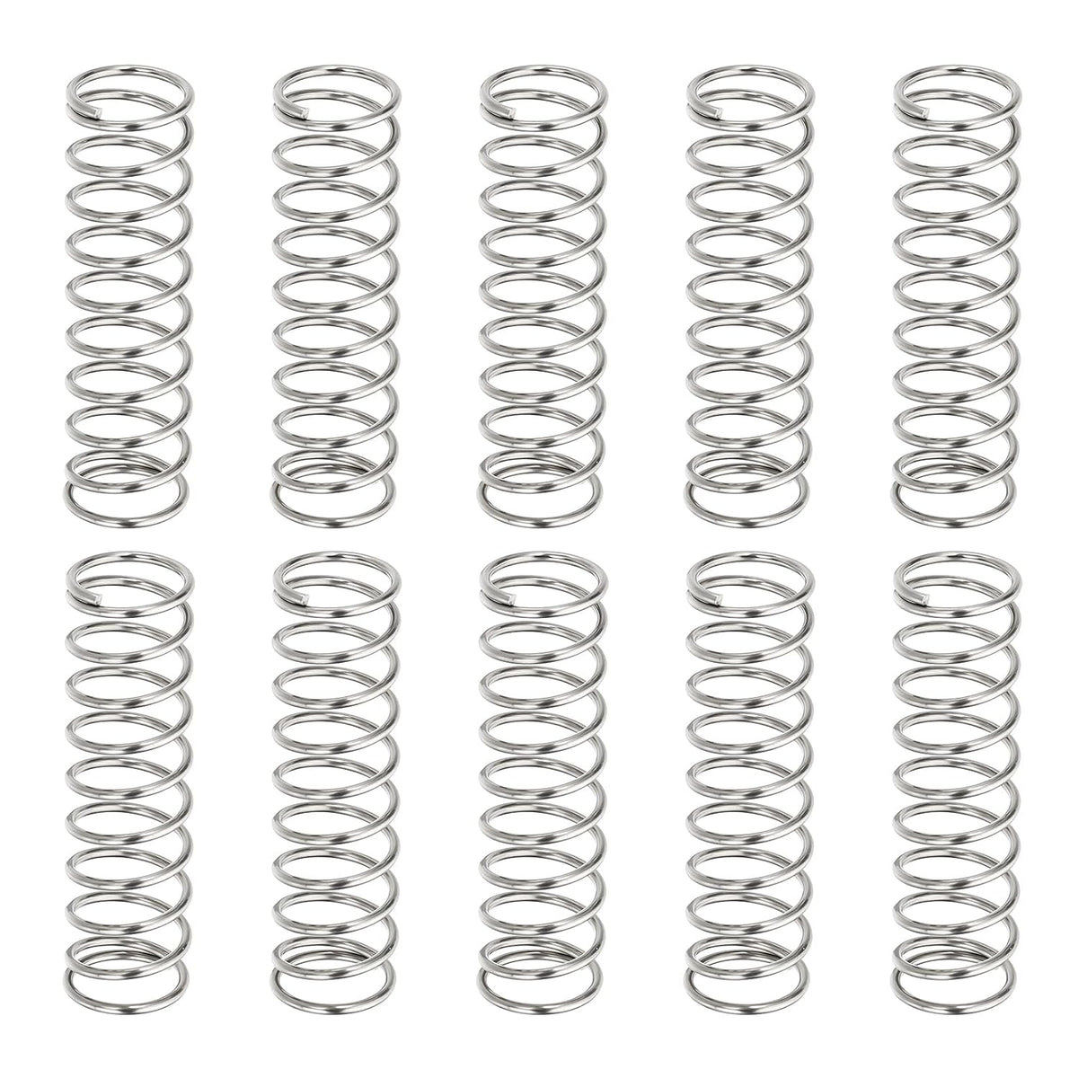 10Pcs Compression Springs, 0.9mm Wire Diameter x 10mm OD x 40mm Length 304 Stainless Steel Extension Spring Ballpoint Pen Pressure Springs for Shop Home Repairs, Silver