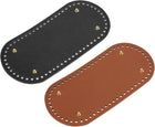 Oval Bag Bottom Shaper Pad, 2Pcs 9.84"x4.72" PU Leather Purse Cushion Base for DIY Knitting Crochet Bag Making (Black, Brown)