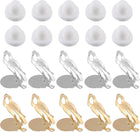 Clip-on Earring Converter with Silicon Earring Pads, 20Pcs - Clip-on Earring Finding for Non-Pierced Ears with Easy Open Loop (White & Gold)