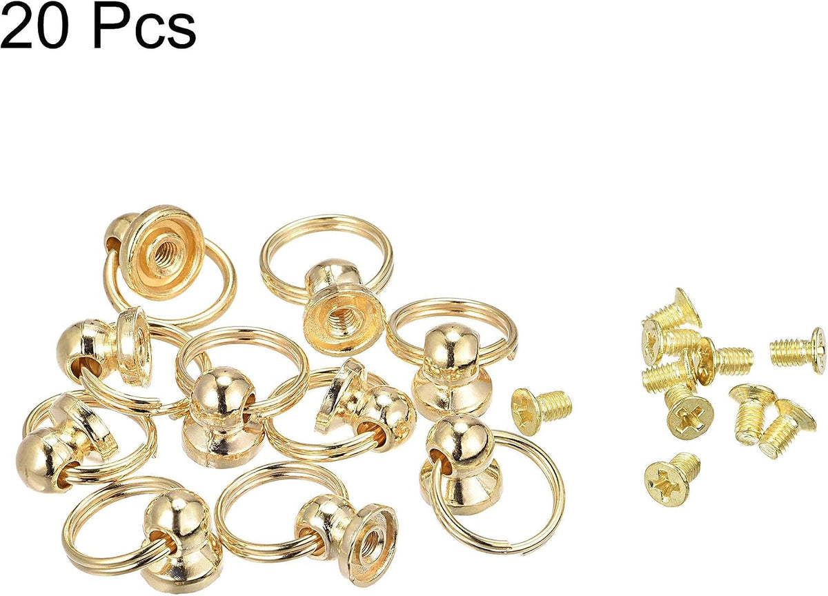 LinkMejor: Tornillos de cabeza redonda de 0.5 pulgadas, tornillería para botones y pernos en aleación de zinc; anillo de tirón con tono dorado, 20 unidades