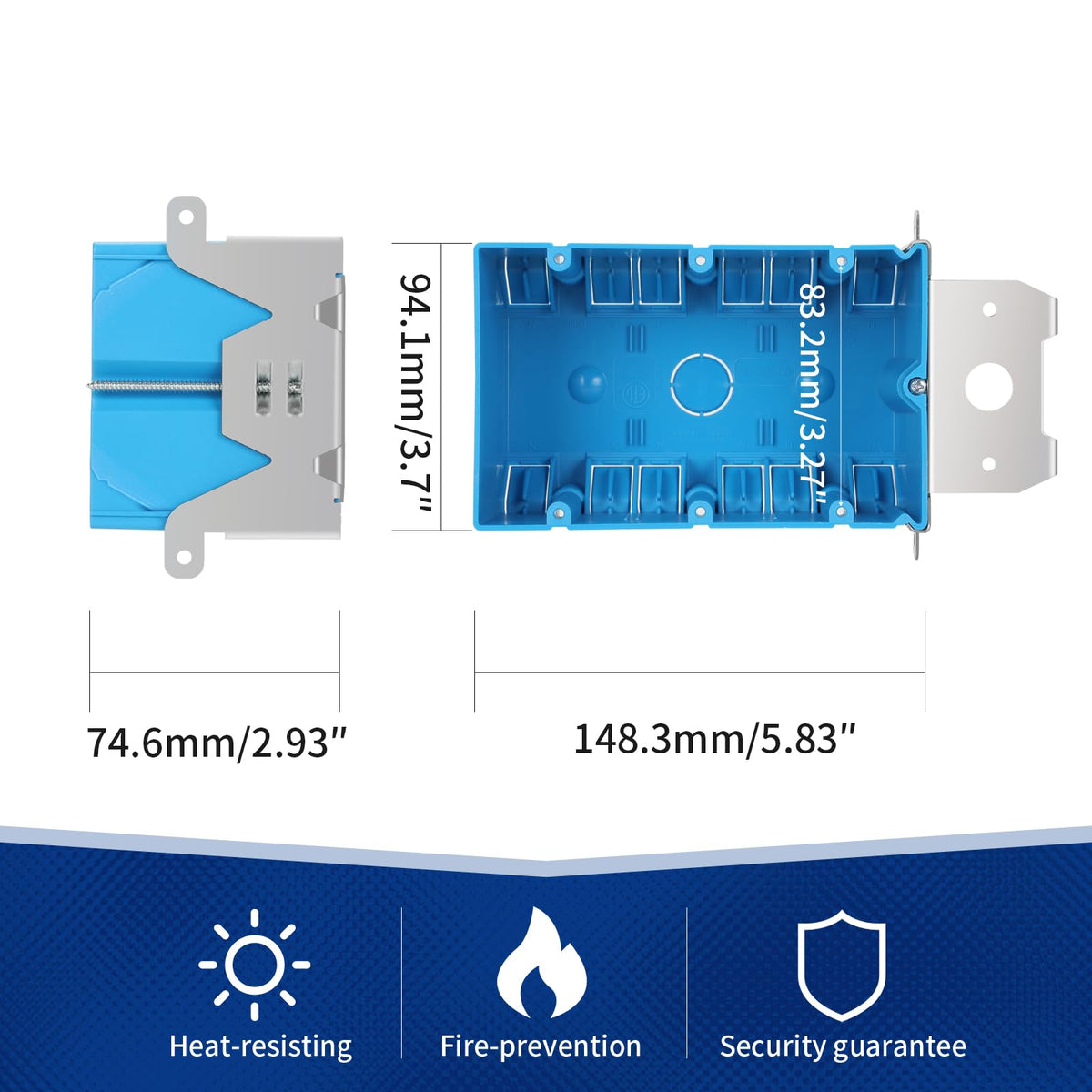 LinkMejor Single Gang Adjustable PVC Electrical Box, 21 cu. in., Blue, 6 Pack