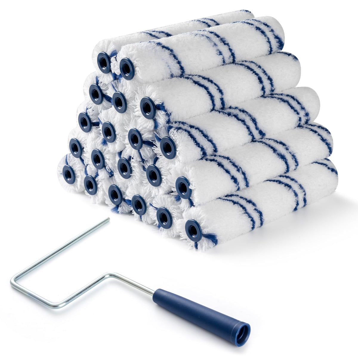 LinkMejor 10Pcs 6 Inch Paint Rollers, Microfiber Covers with Roller Frame