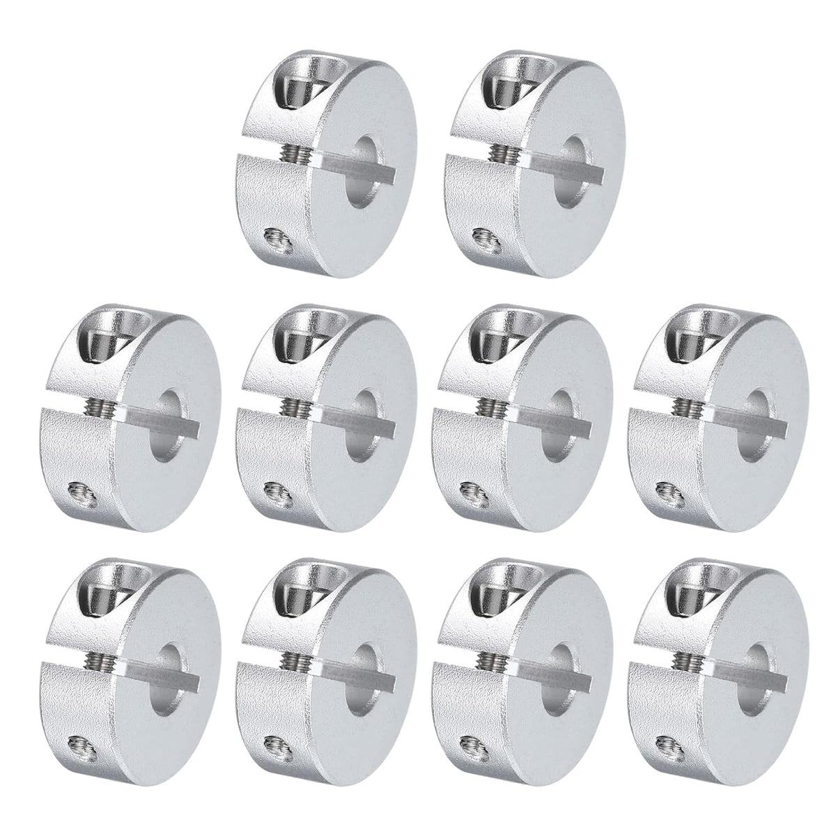 10pcs Single Split Clamp-On Shaft Collar 6mm Bore One-Piece Clamping Collar, 20mm OD, 8mm Thickness, Aluminum Alloy Set Screw Split Collar Clamp