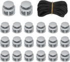 20 Pcs Double Hole Cord Locks with 32.8 ft Elastic Cord, 17mm Nylon Spring Toggle Stopper Clip for Backpack Shoelaces Drawstring Paracord Pants, Gray