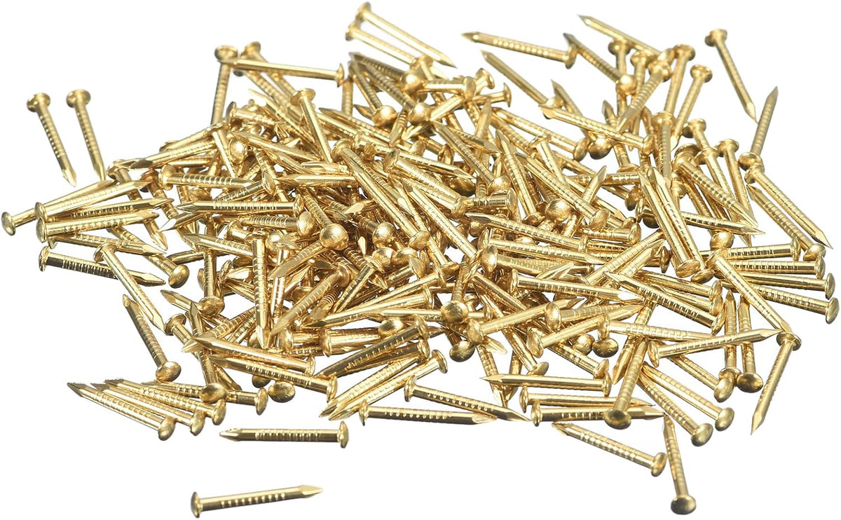 120 Pcs Small Tiny Nails 1.2mmx12mm(DxL) Tiny Brass Nails Hardware Nails Small Nail for Wooden DIY Decorative Boxes Household Accessories, Brass Tone