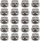LinkMejor 20 Pcs Plastic Cord Locks Spring Stopper Double Hole Toggle Fastener Stopper Rope End for Drawstrings Clothing, Shoe, Bags, Tie-Downs, 17 x 15mm Silver Tone