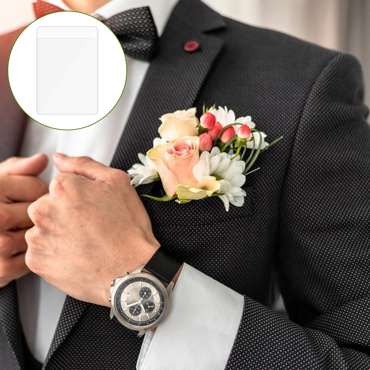 Wedding Boutonniere Holder 20 Pack – No Pins Needed for Suit