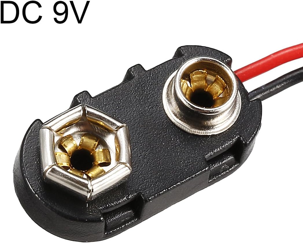 LinkMejor 10pcs DC 9V Battery Clip I-Type Buckle Connector Plastic Shell Lead Wire 15cm Long