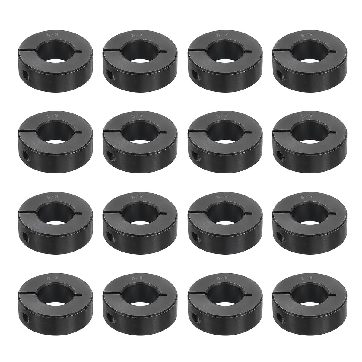 16pcs Single Split Shaft Collar 5/8" Bore One-Piece Clamping Collar, 1-5/16" OD, 7/16" Thickness, Black Oxide Steel Set Screw Lock Collar Clamp