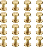 16 Pcs Brass Chicago Screws 14mm Height Flat Head Screw Binding Rivets Post Nail Stud Rivets Fastener for DIY Leather Craft Belt Purse Strap