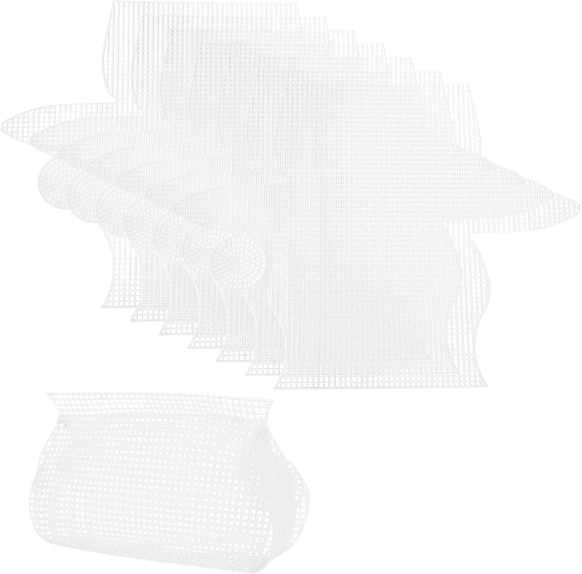 8Pcs Plastic Mesh Canvas Sheet, 9.8 x 11.6 Inch Plastic Mesh Sheet for Crochet Purse Making, Blank Canvas for Embroidery, Crafting, DIY Project, White