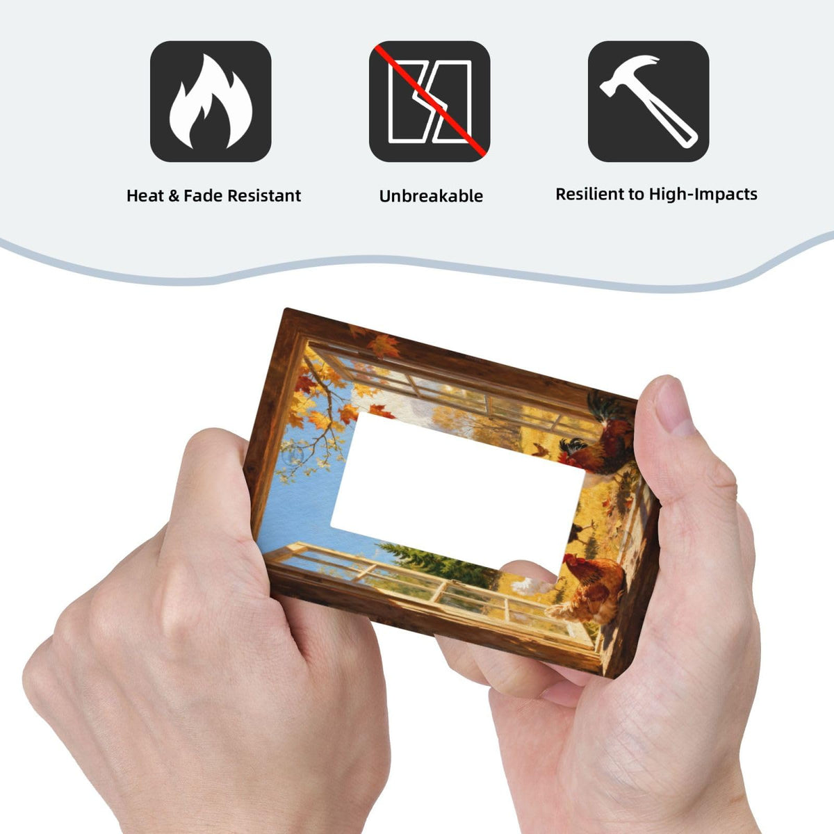 LinkMejor Copertura Placca Interruttore Luce Decorativo Rustico Paesaggio Gallo Legno Finestra 1 Gruppo Senza Dispositivo Singolo Spia di Uscita Copertura Placche per Prese Elettriche Frontale per Decorazione Casa Rustica