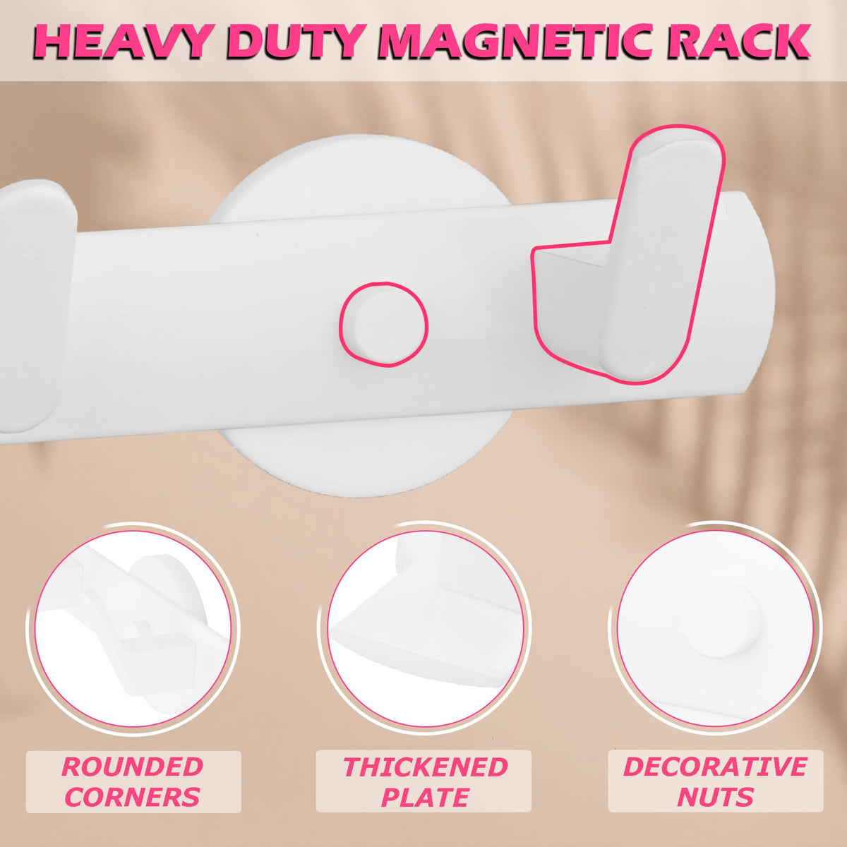 LinkMejor White Magnetic Coat Rack,Heavy Duty Coat Magnetic Holder with 5 Hooks,Anti-Slip Strong Magnetic Hanger for Refrigerator,Metal Cabinet,Entryway,Hanging Coat, Jackets, Umbrella,Scarf,Bag