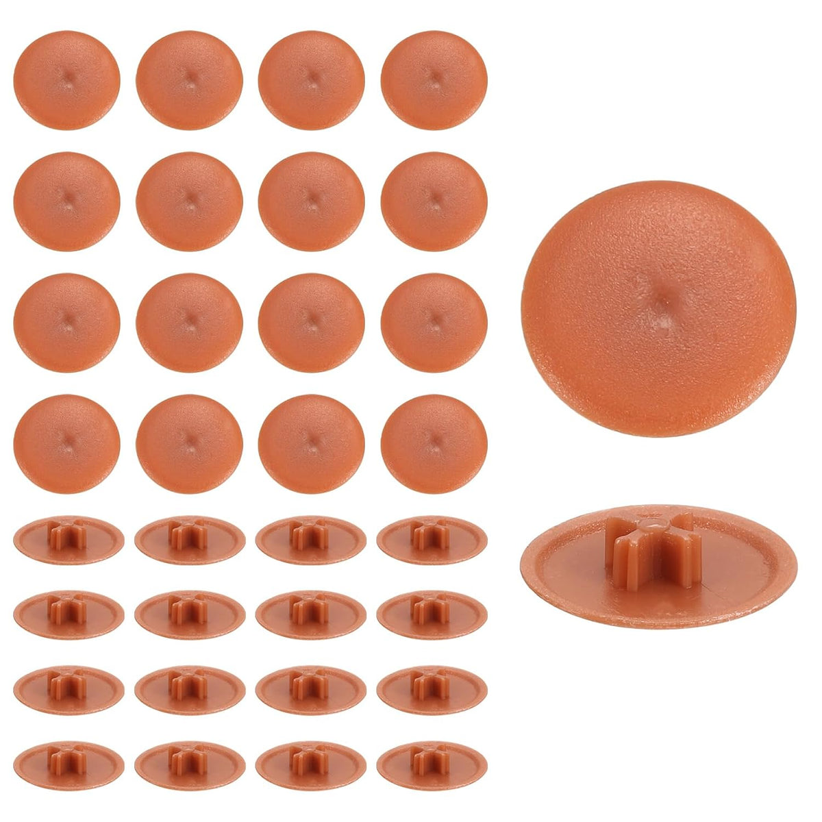 200Pcs Screw Cap Covers, 17 x 4mm Plastic Screw Decoration Cover for Phillips Cam Fitting Nut Self-Tapping Screw, Decoration Tapping Fasteners, Red Brown