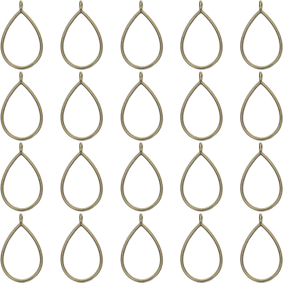 LinkMejor 60Pcs Alloy Open Bezel Pendants, Teardrop Hollow Frame Pendant Geometric Open Back Frame Pendant for Resin Jewelry Making Earrings Necklace Bracelet DIY, Bronze
