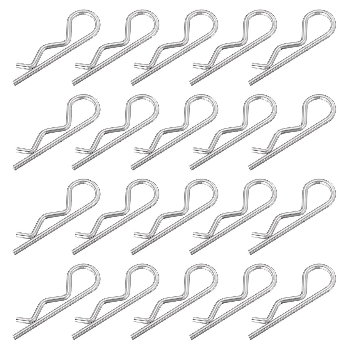 4 mm x 78 mm Cotter Pins Spring Fastener, Hitch Pins Retaining Pin R Clip Hairpin 304 Stainless Steel Silver Tone 20 Pcs