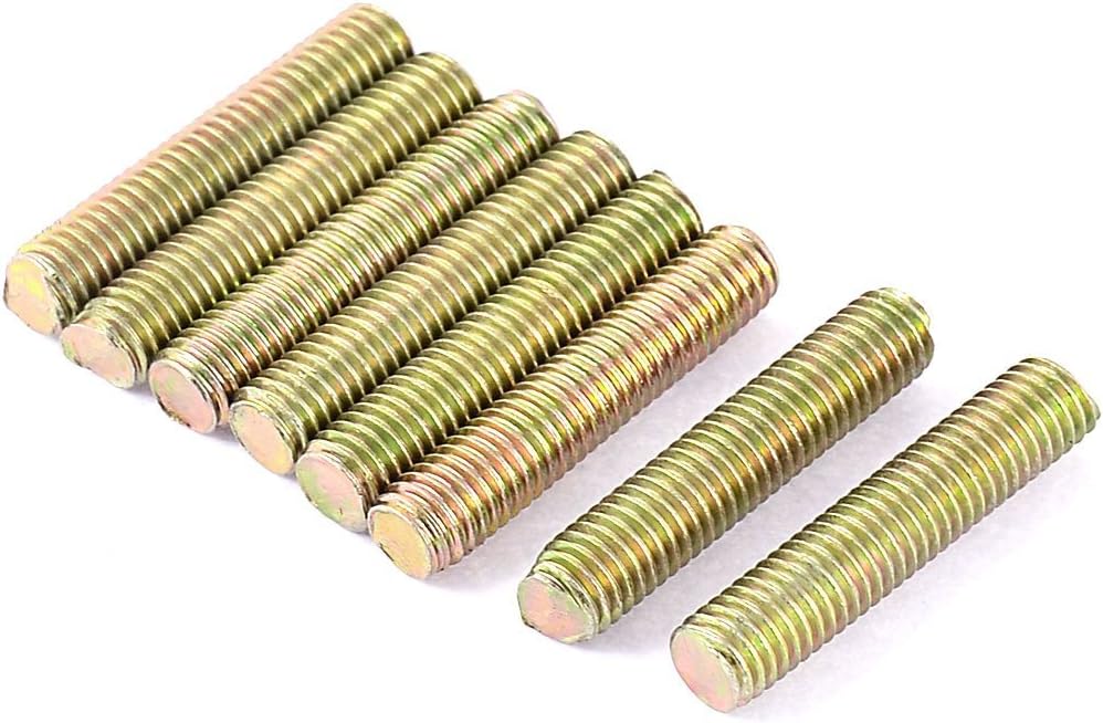 1.25mm Pitch M8 x 40mm Male Threaded Rod Bar Bronze Tone 8 Pcs