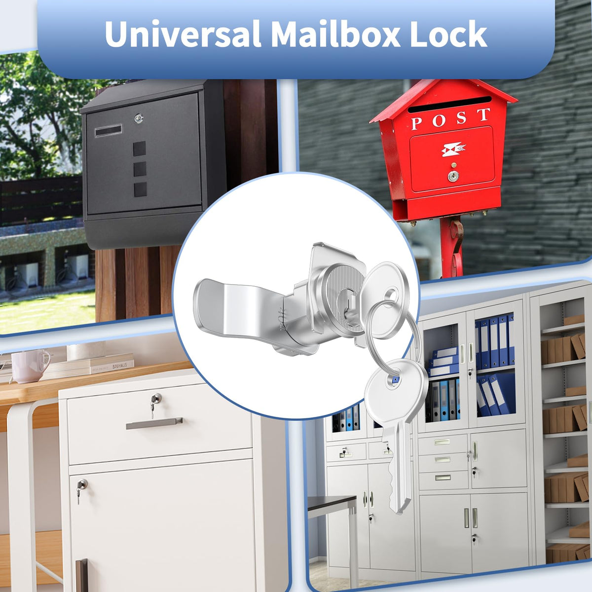 Locking Box (2 Pcs), Lock untuk Pintu Depan Universal & Mailbox di Sisi Rumah dengan Pengganti Kunci – Mudah Diletakkan, Dilengkapi 2 Set Kunci, Cocok untuk Hampir Semua Kotak Penerima Surat, Tahan Lama & Aman (2)