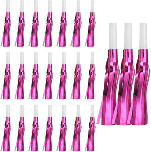 24 Pcs Fringed Noise Makers, Metálico Fringe Party Blowers Favoritos para Eventos Esportivos Festas de Aniversário Cerimônias de Formatura Natal Ano Novo Presentes Decorativos, Rosa