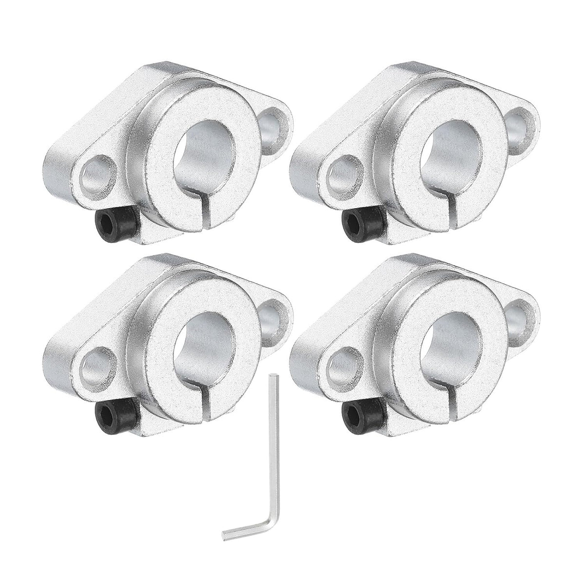 4pcs SHF12 Aluminum Linear Rod Rail Shaft Support for 12mm Diameter Shaft, Linear Motion Rail Guides Mounting Bracket with Wrench for CNC Machine, 3D Printer, Automation Equipment