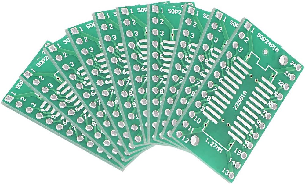 10PCS SOP 24PIN 1.27MM/SSOP 24PIN 0.65MM to DIP Adapter PCB Board Surface Mounted Devices Converter