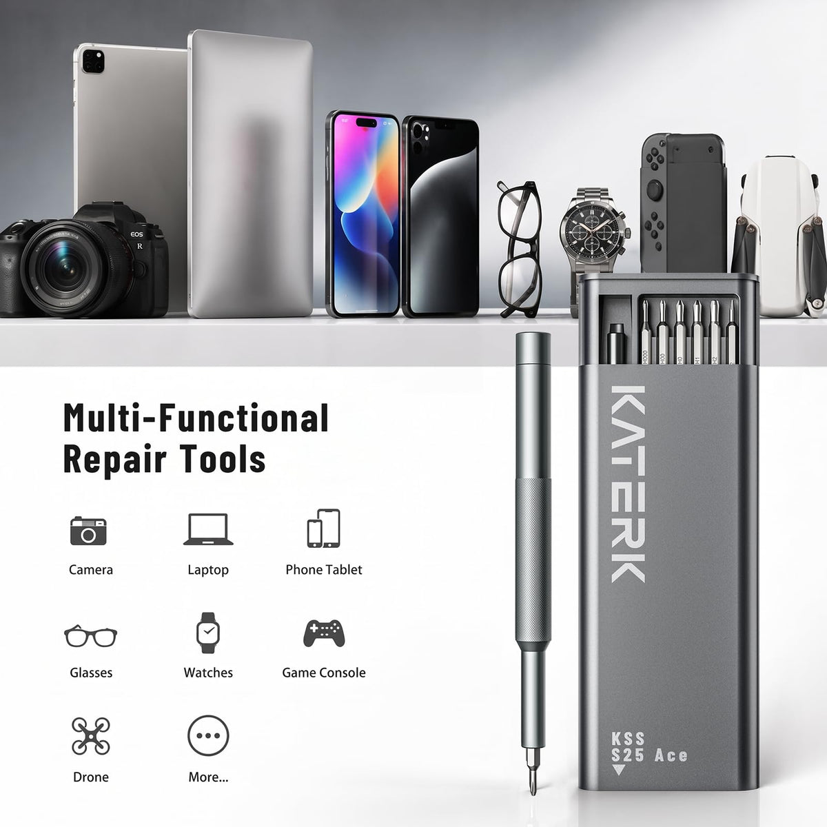 LinkMejor 25-in-1 Mini Schraubenzieher-Set Präzises Kleines Magnetisches Reparaturwerkzeug