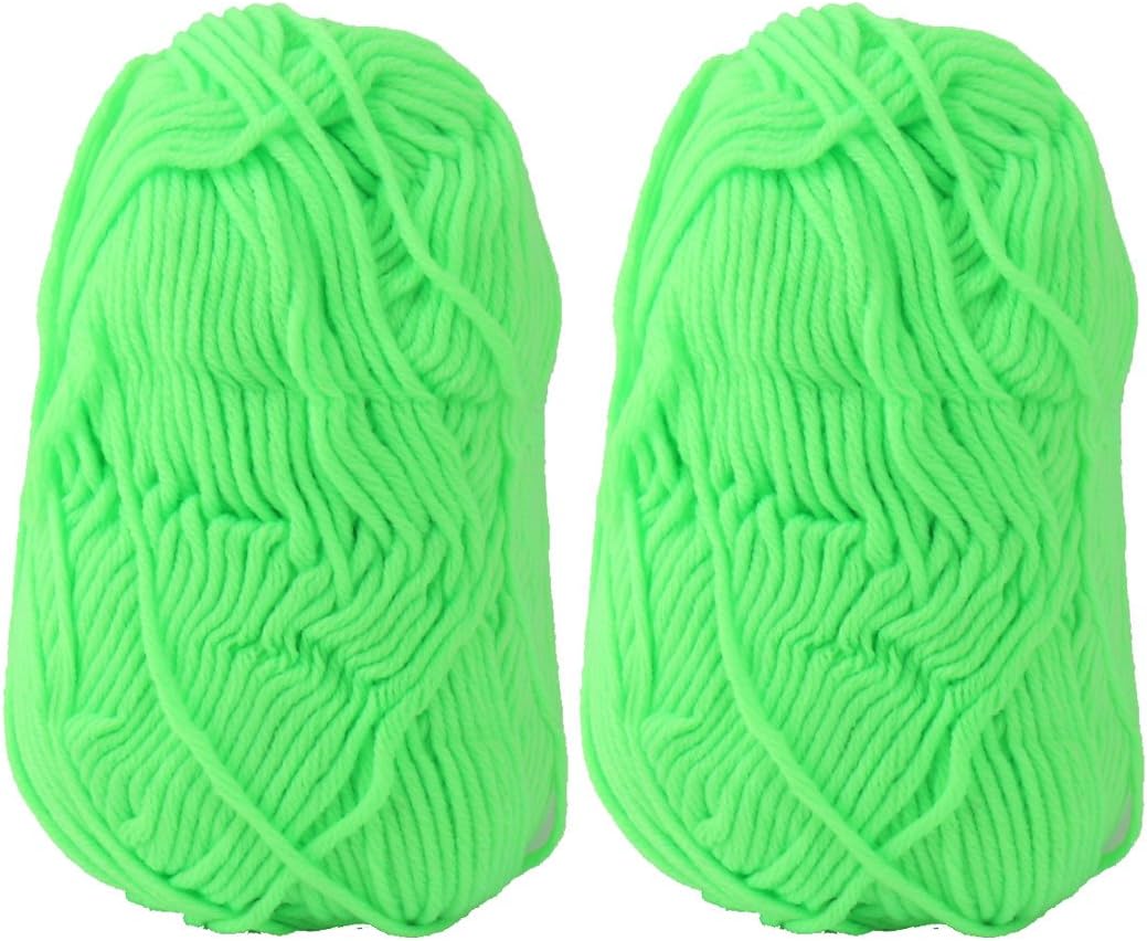 LinkMejor Festival Gift Handmade Scarf Sweater Hat Knitting Yarn string 100g 2pcs Fluorescent Green