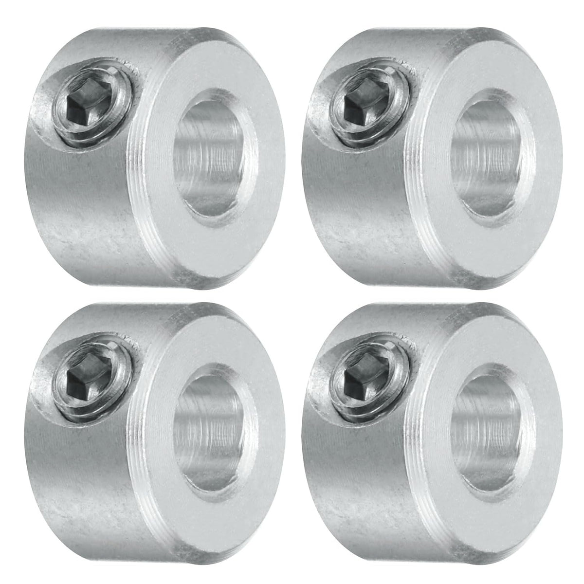 4pcs Set Screw Collars 3/16" Bore, Aluminum Shaft Collars, 7/16" OD and 1/4" Thickness, Set Screw Clamp Collar, Stop Collar for Linear Rod Shaft Guide