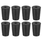 8 Pcs 1-Hole Rubber Stopper, Tapered Lab Seal Tube Stopper Plug for Test Tube Flasks Glass Containers Industry and Laboratories, 17x13x25mm Black