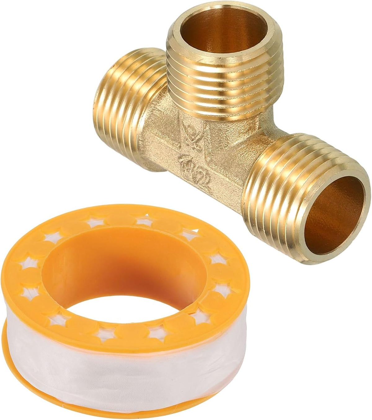 Brass Tee Pipe Fitting, 1/2 NPT (Male x Male x Male) 3-Way T-Connector Fitting Coupler Adapter for Gas Transport Connect Pipelines