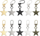 2Set Zipper Pull Replacement, 1-3/4 x 13/16 Star Detachable Tiny Zipper Replacement Slider for Sewing Bags, Coats, Jackets, Closed-End Pulls Replacing, 5 Color