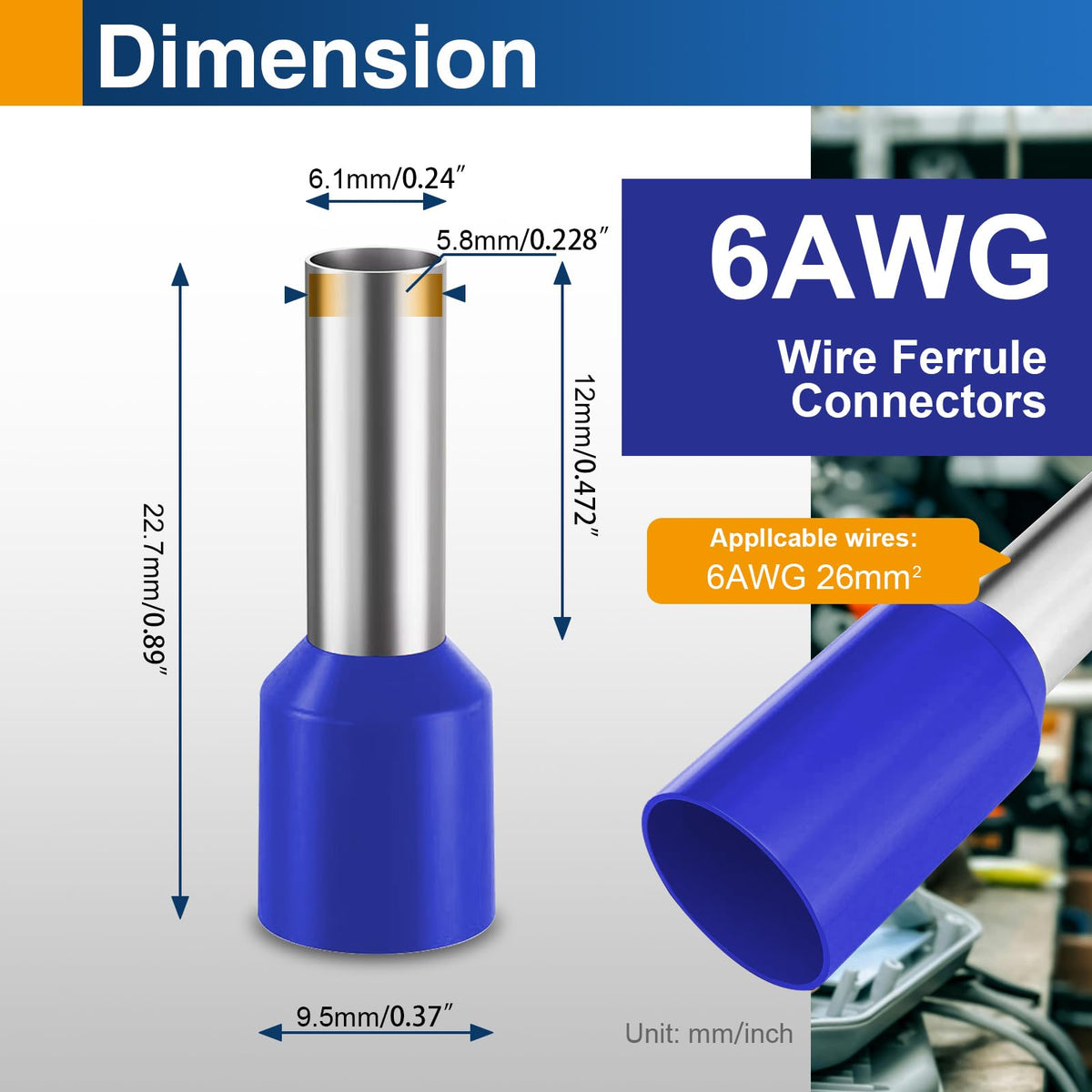 50PCS connettori di ghiera AWG6, ghiere di rame isolate E16-12