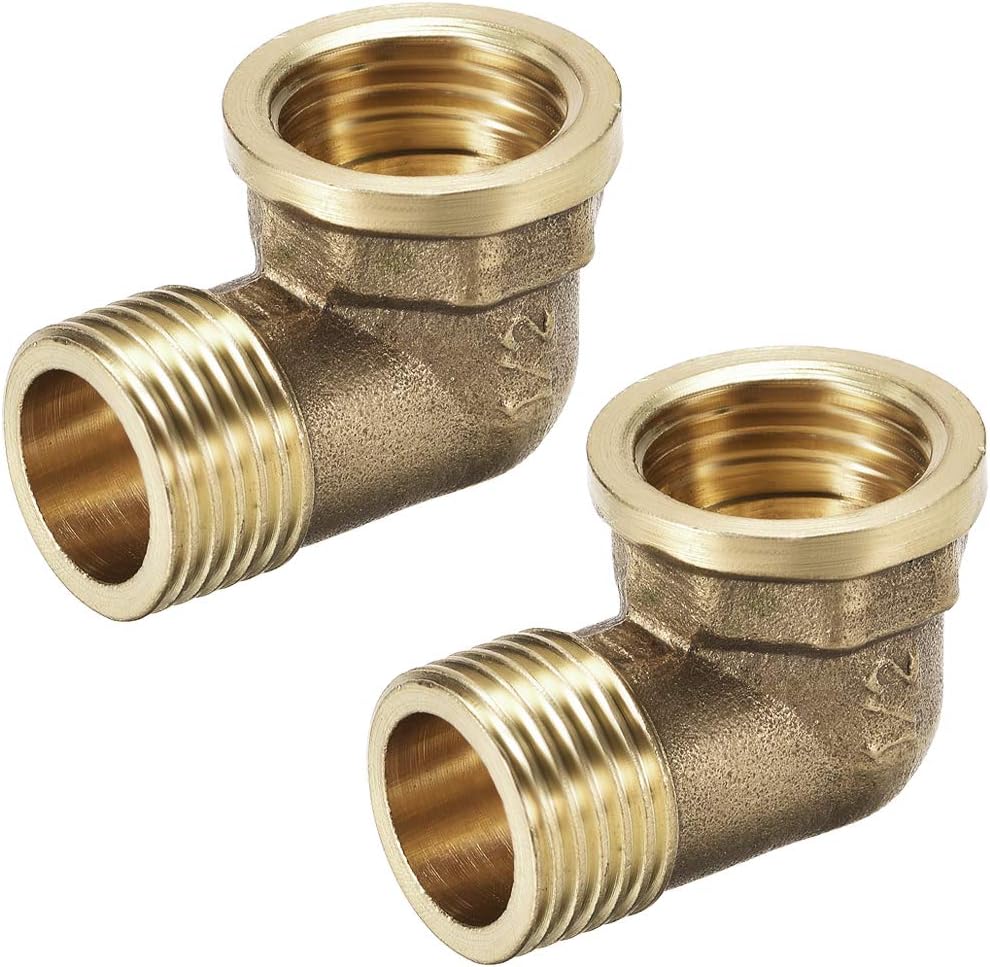 Brass Pipe Fitting 90 Degree Elbow 1/2 PT Male X 1/2 PT Female 2pcs