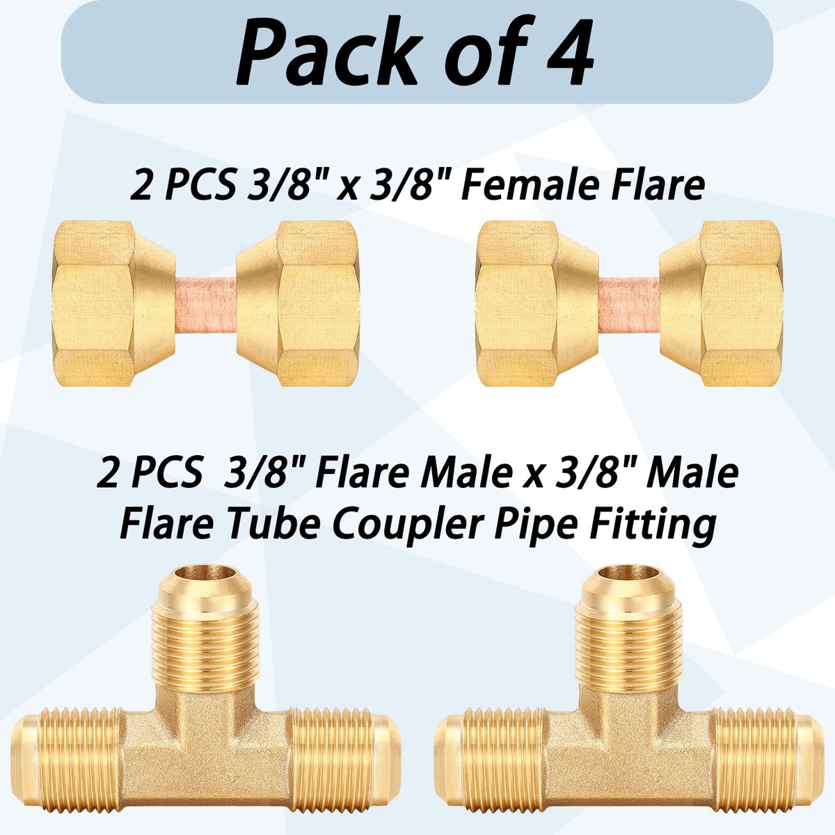 LinkMejor 8 Pcs Brass Tube Fitting Set