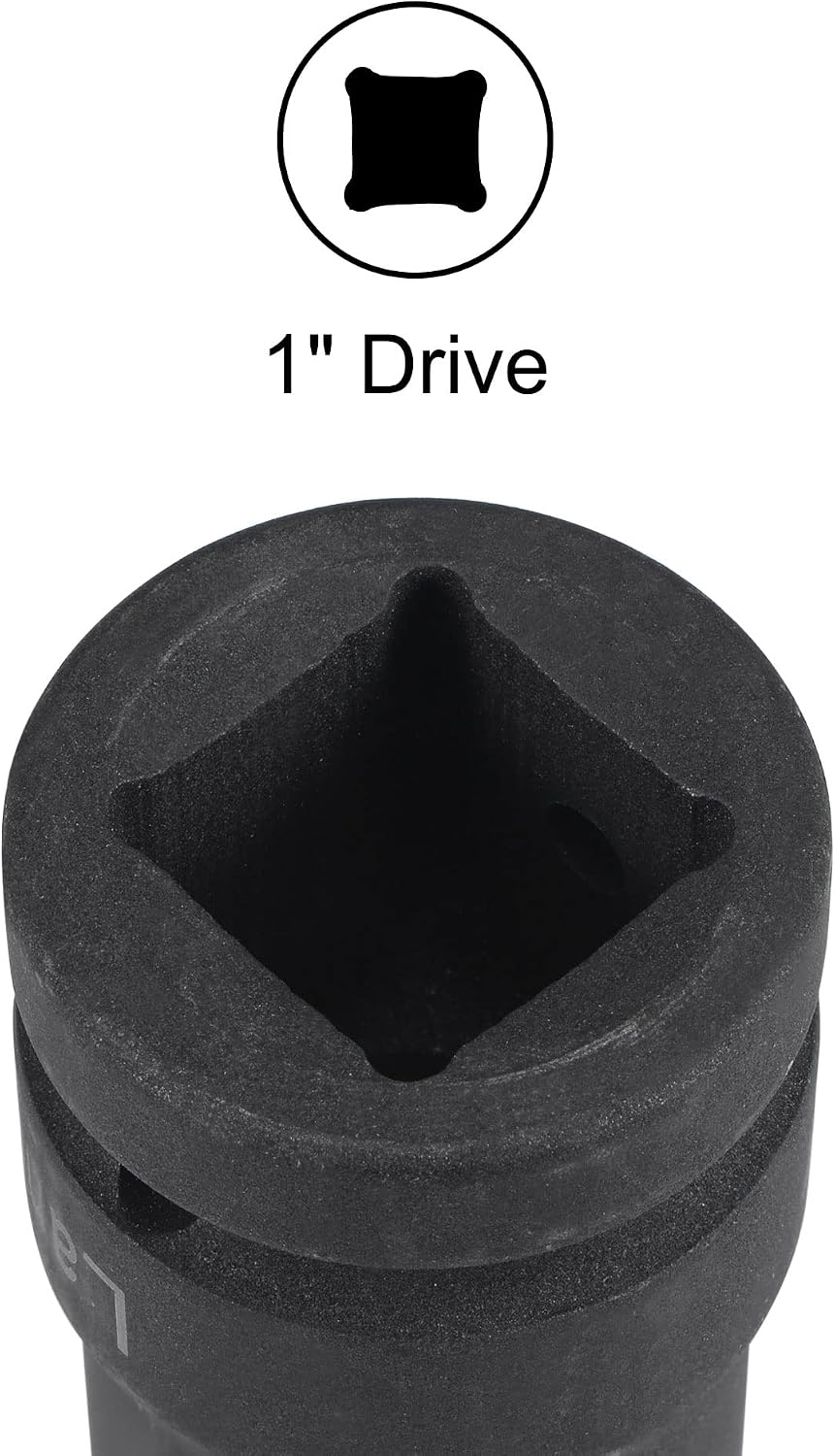 1" Drive by 21mm Square Impact Socket, CR-MO 80mm Length, Standard Metric Sizes
