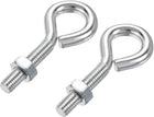 M10x50mm Eye Hooks Screws Bolts Kit, 2pcs Carbon Steel Hanger Eyelet Hooks Screw with Hex Nuts for Metal Hook, Wood Terminal Ring Hooks
